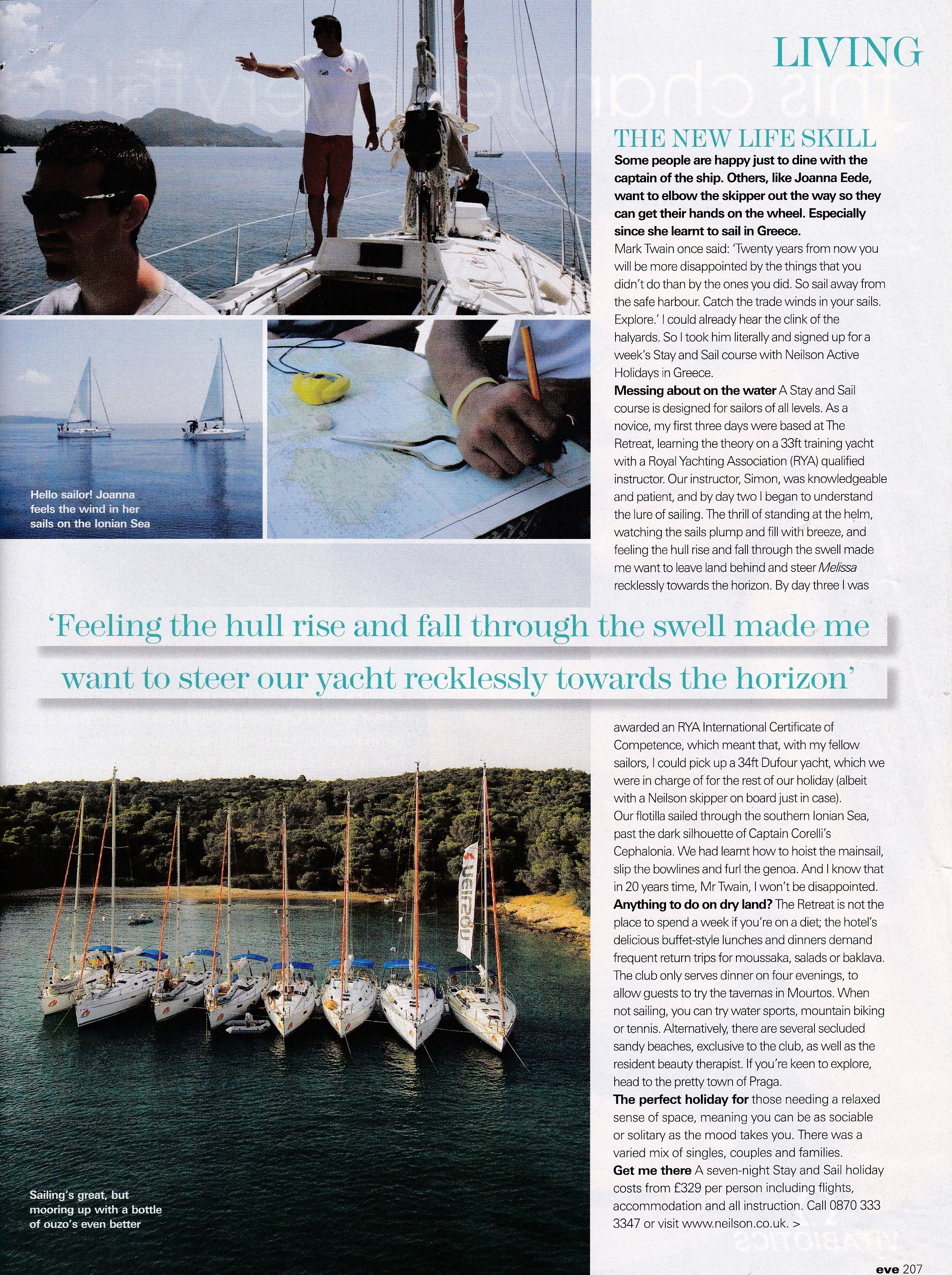 Sailing story for Eve magazine